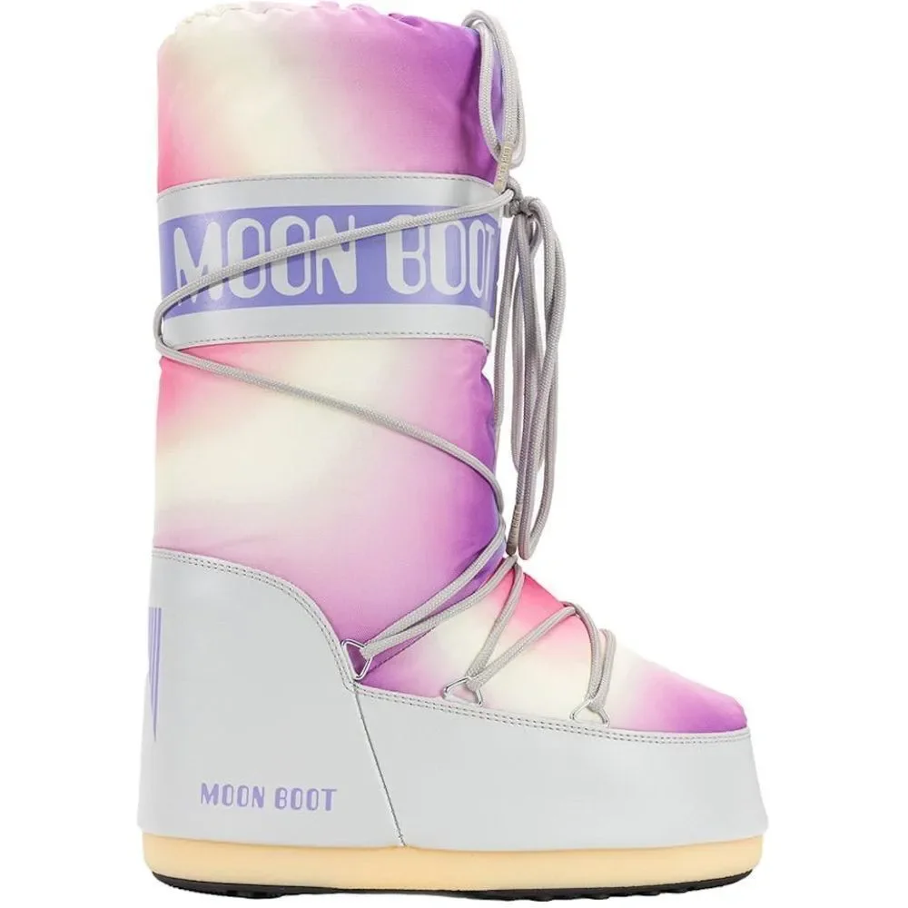 Women’s Moon Boots Glacier Grey Pink Tie Dye NWT Size 6 (3.5-6) Brand New